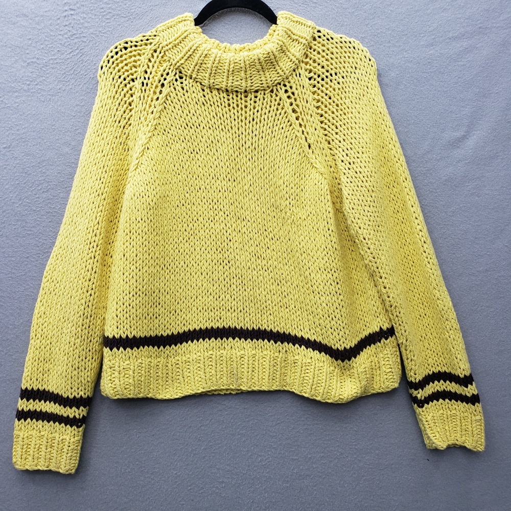 Boston Proper Pullover Sweater Yellow Chunky Knit Mock Neck Cozy Winter Comfy M